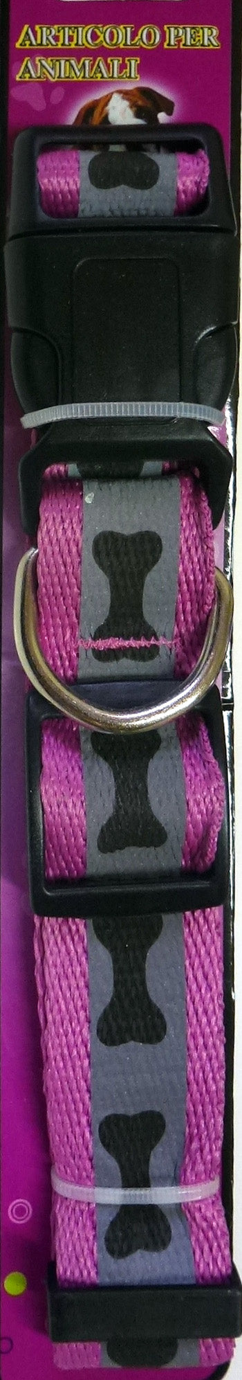 Collar sturdy dogs - Adjustable - Pink with bones Mercatino Usato Crotone