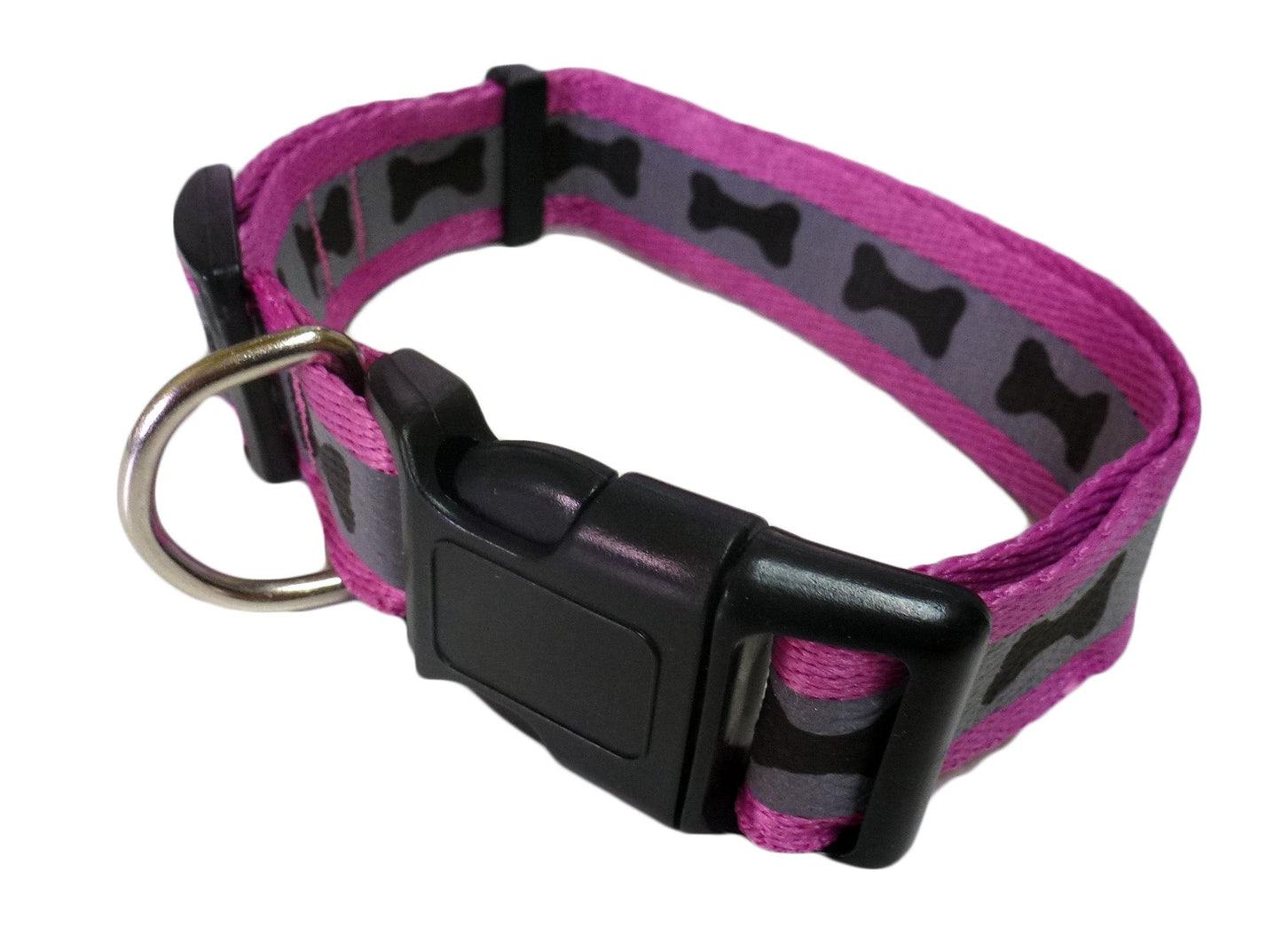 Collar sturdy dogs - Adjustable - Pink with bones Mercatino Usato Crotone