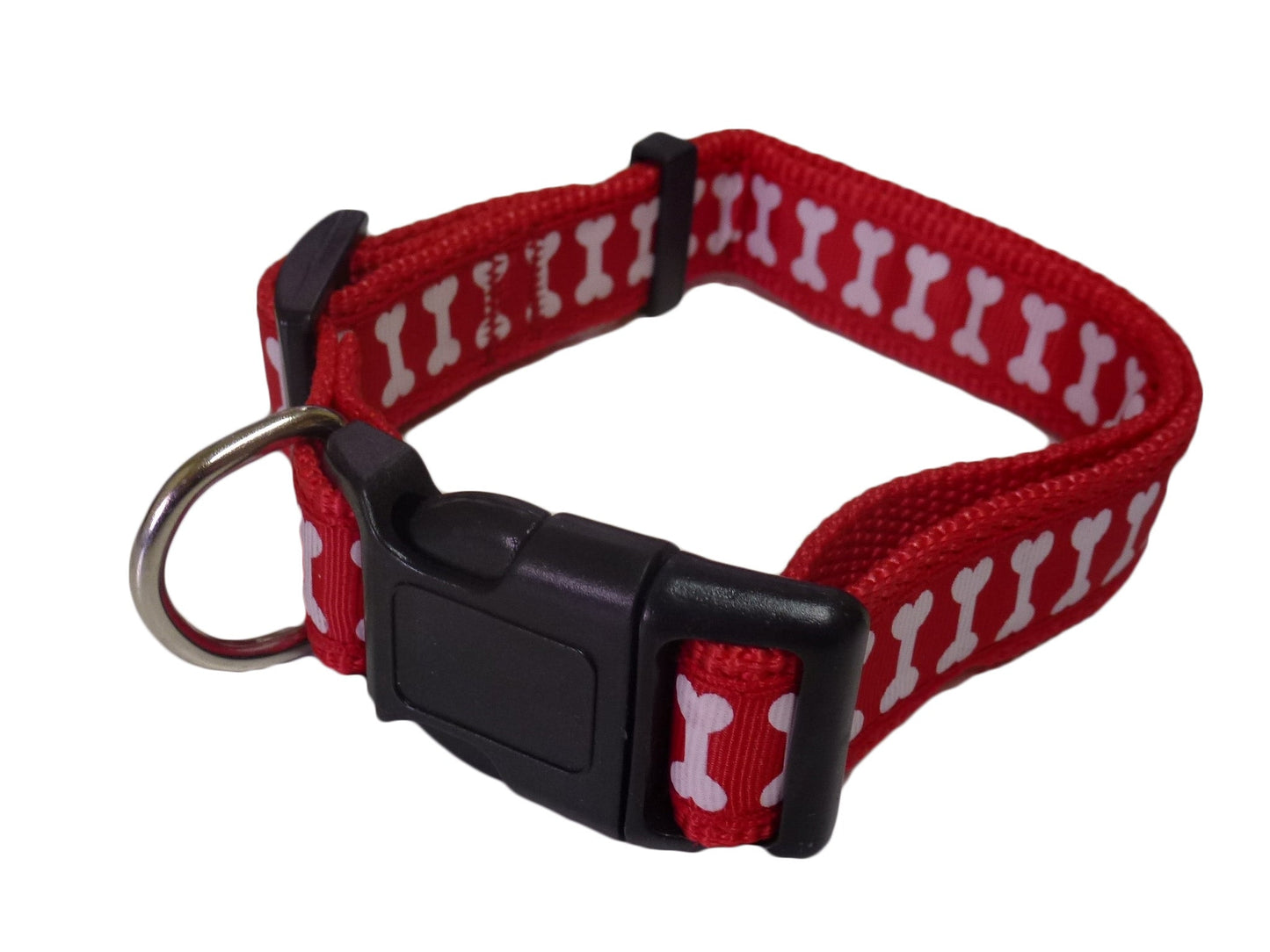 Collar sturdy dogs - adjustable - red with bones Mercatino Usato Crotone