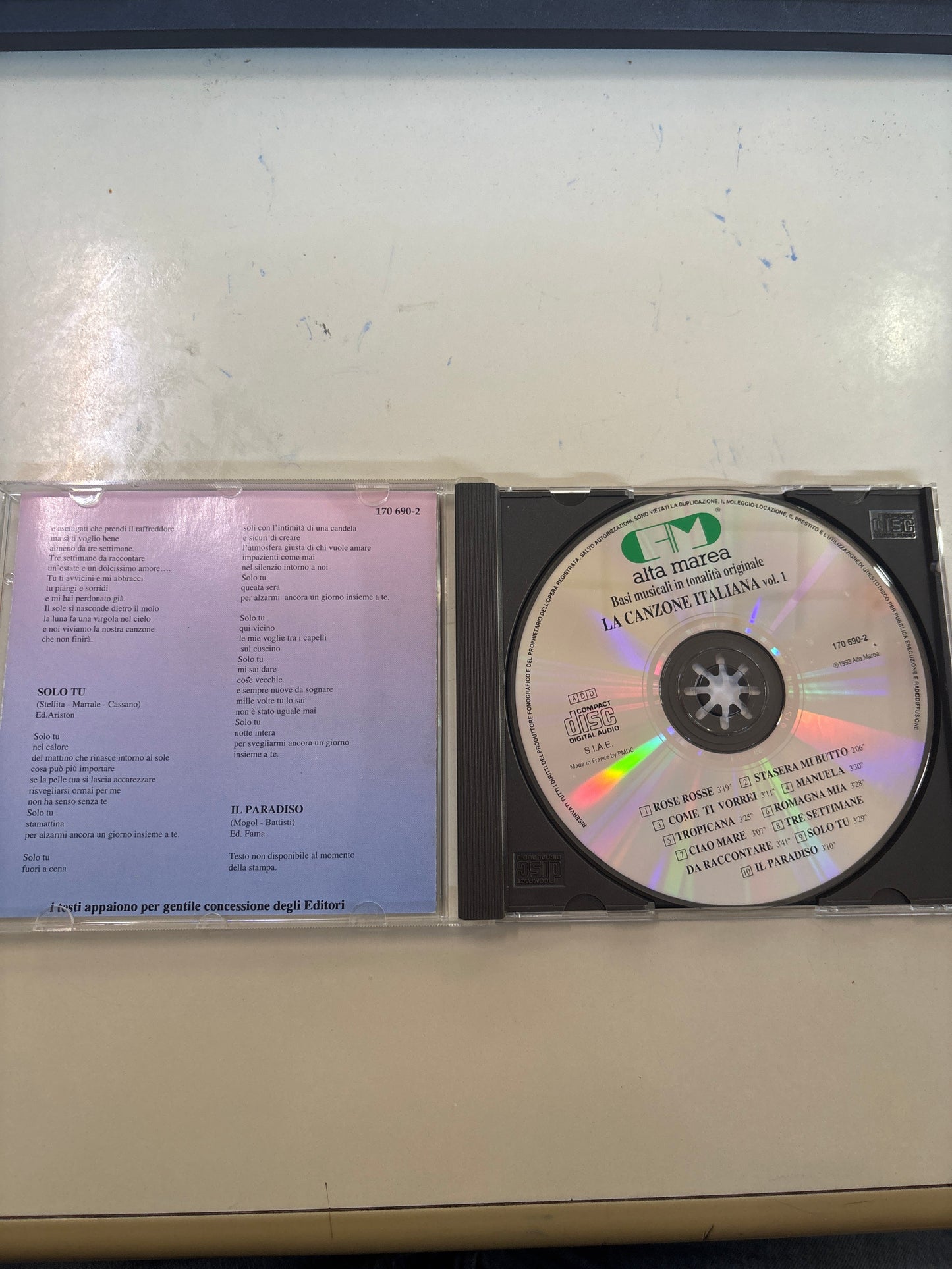 CD Basi Musicali Canzoni Italiane Vol. 1 - Alta Marea 1993 Karaoke SIAE Mercatino Usato Crotone