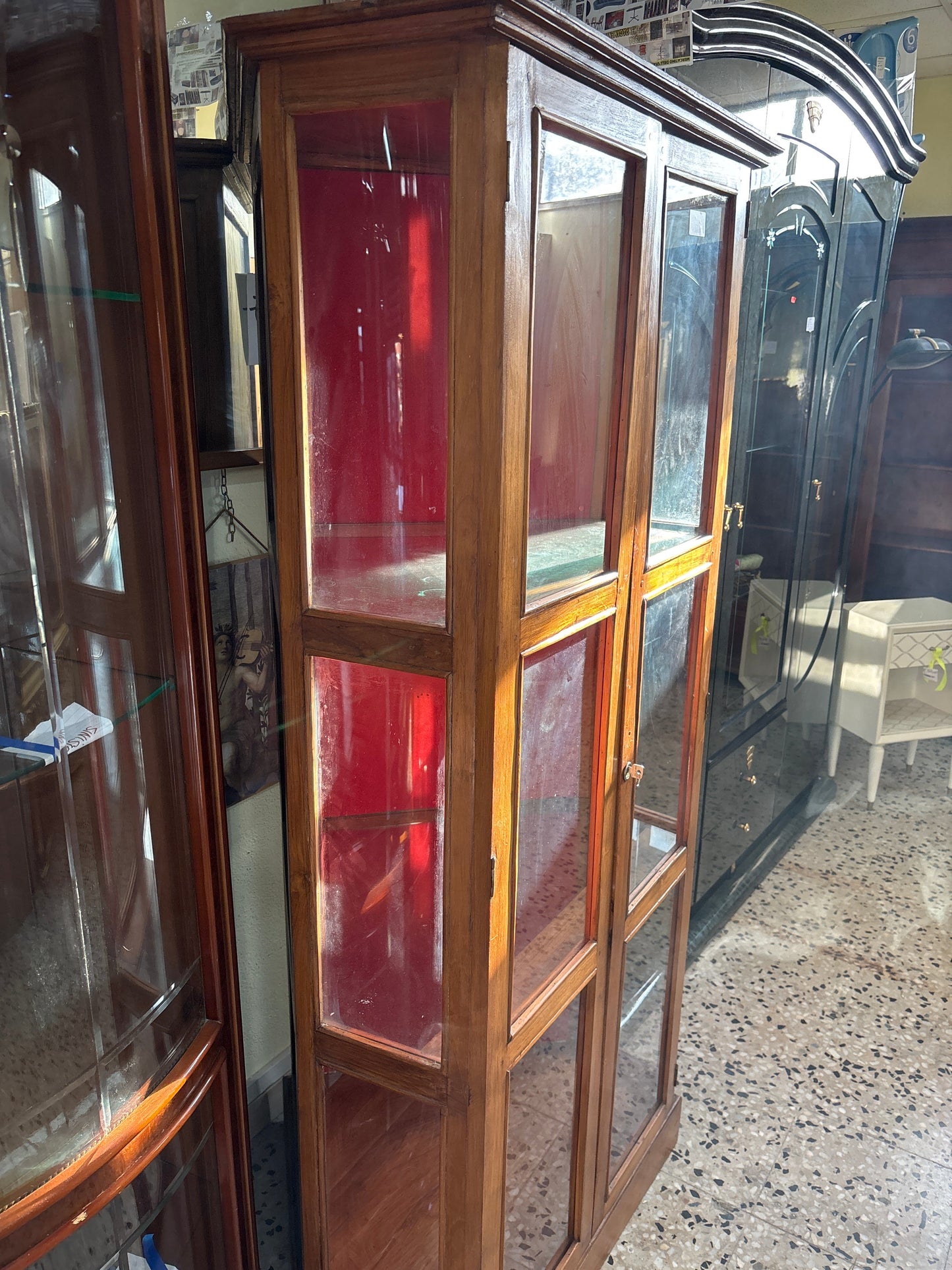 Vetrina angolare legno massello 190x80x77 cm mobile esposizione salotto Mercatino Usato Crotone