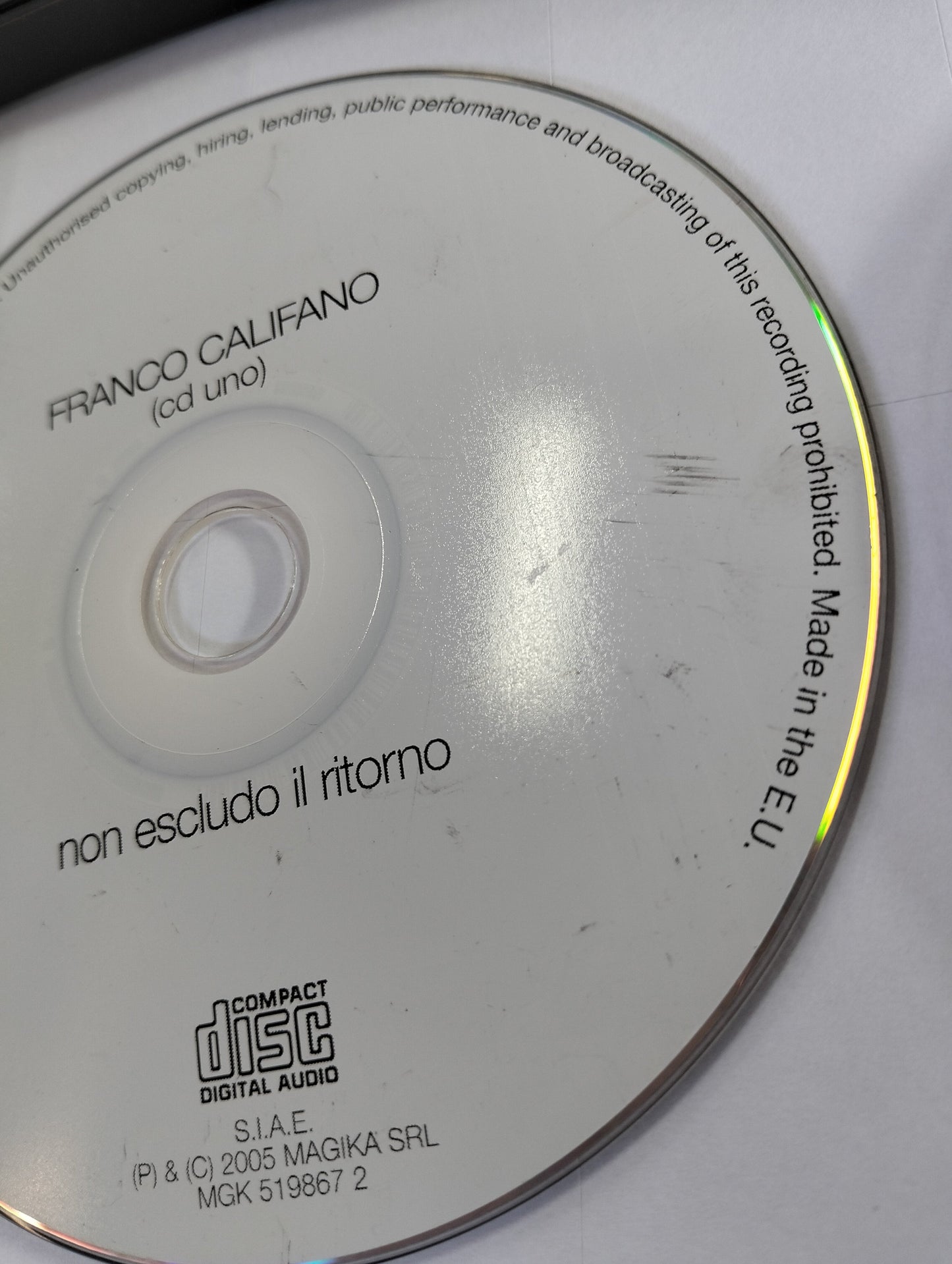CD "Franco Califano - Non Escludo Il Ritorno" - CD Uno & CD Due Mercatino Usato Crotone