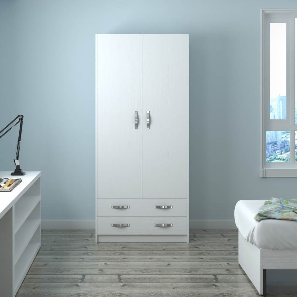 Armadio 210 due ante e due cassetti bianco frassinato Effezeta