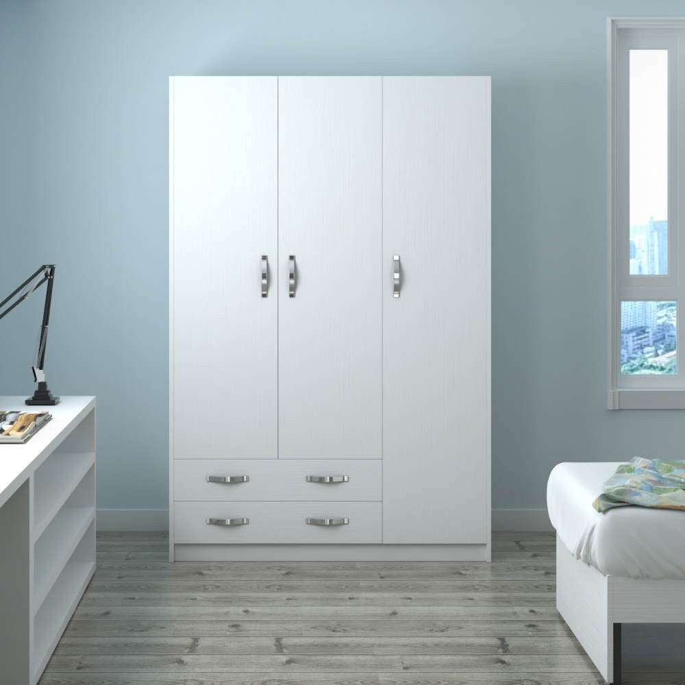 Armadio 210 tre ante e due cassetti bianco frassinato Effezeta
