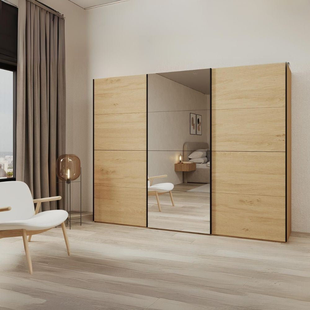 Armadio Zegna 255 3 ante scorrevoli con specchio colore rovere Effezeta