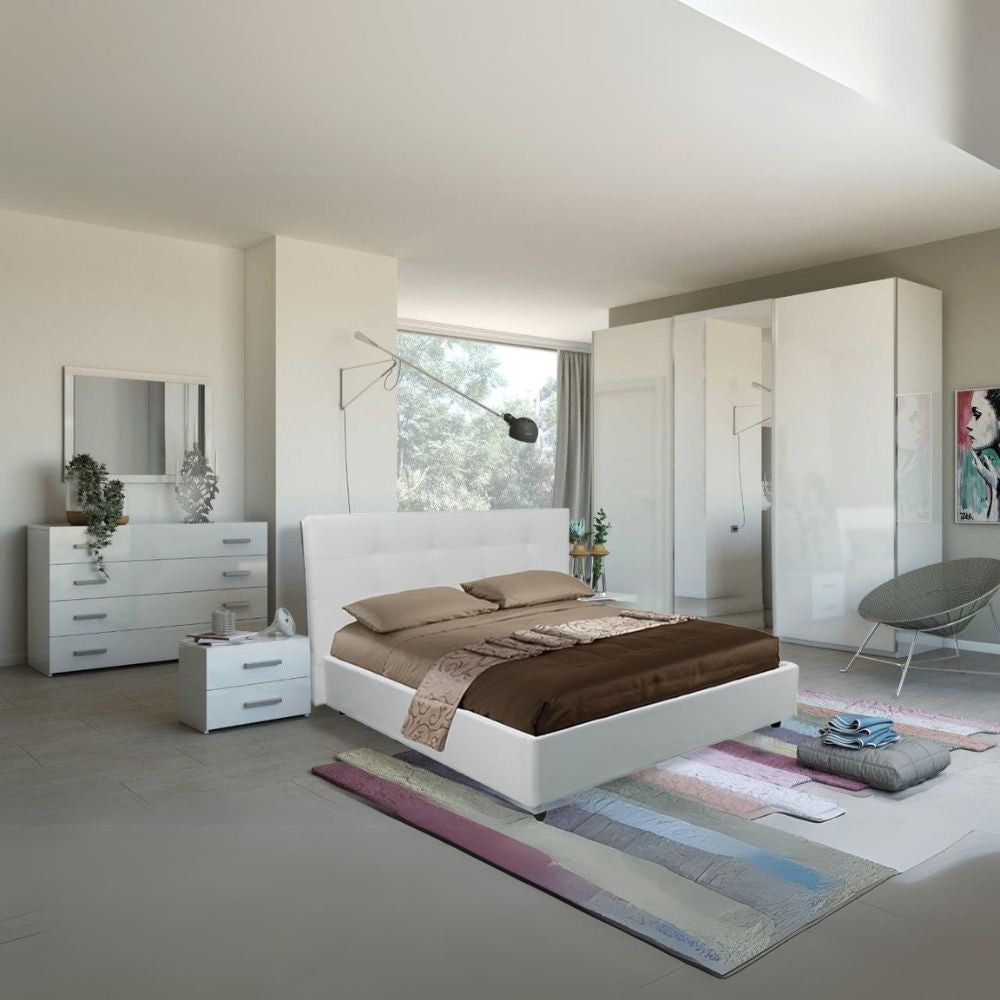 Camera da letto Amara bianco laccato con armadio 3 ante scorrevoli Effezeta