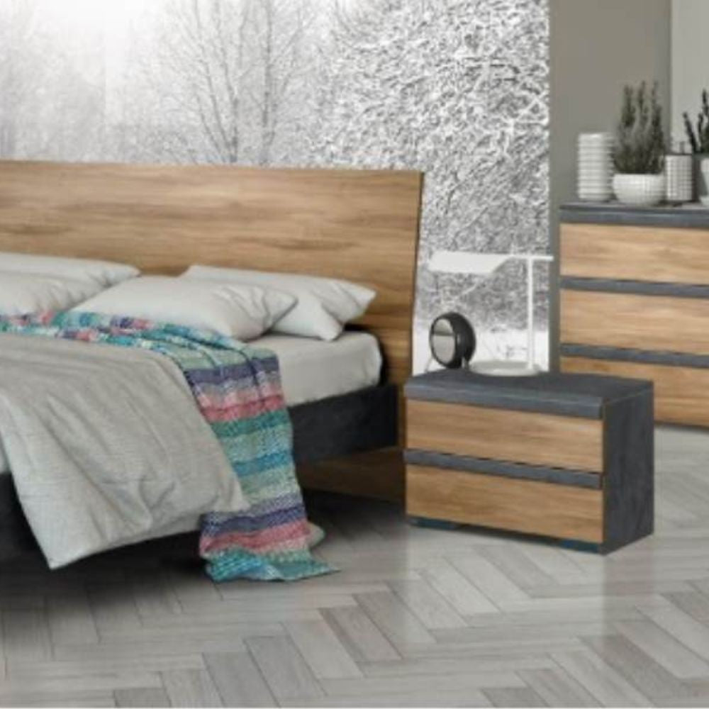Comodino Borghese 2 cassetti noce dark Effezeta