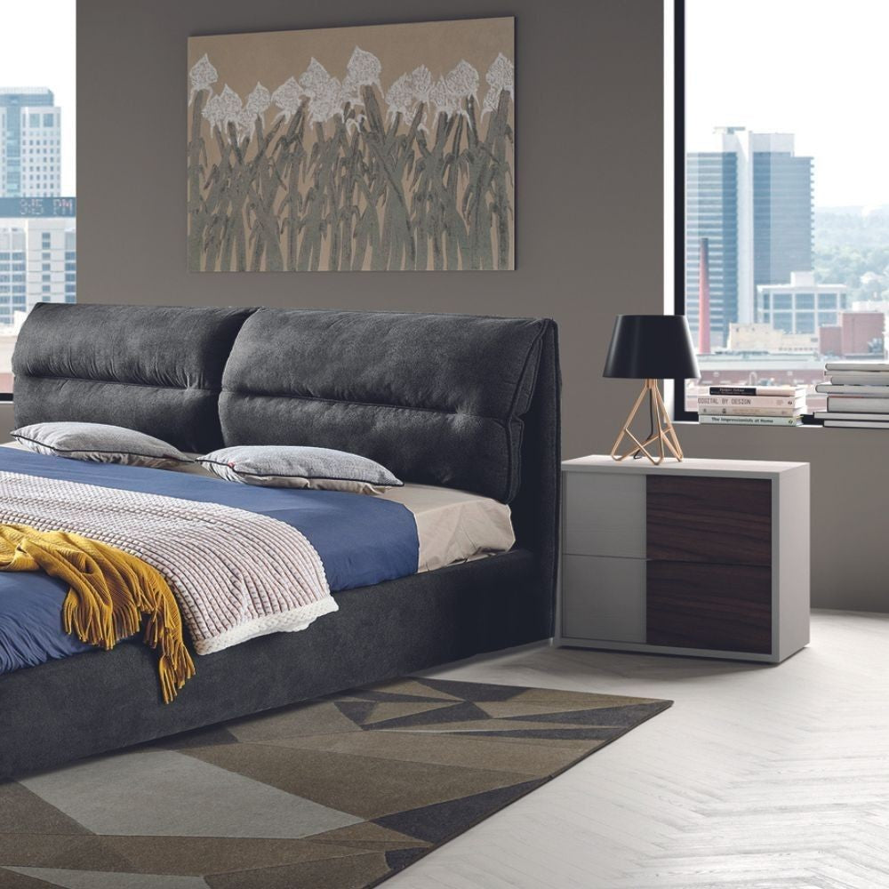 Comodino Cecilia 2 cassetti grigio e noce scuro Effezeta