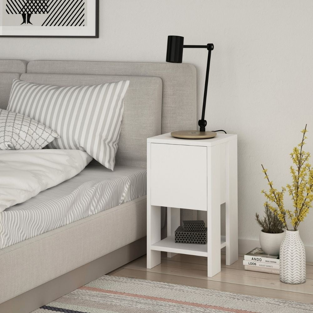 Comodino Ema bianco anta ribalta 30x30x55h Effezeta