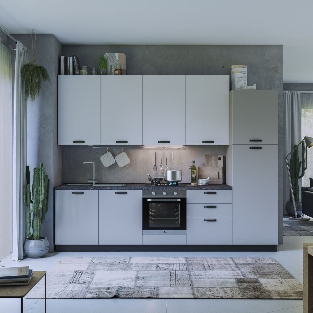 Cucina Rovigno Selene 300 cm grigio e bianco destra Effezeta