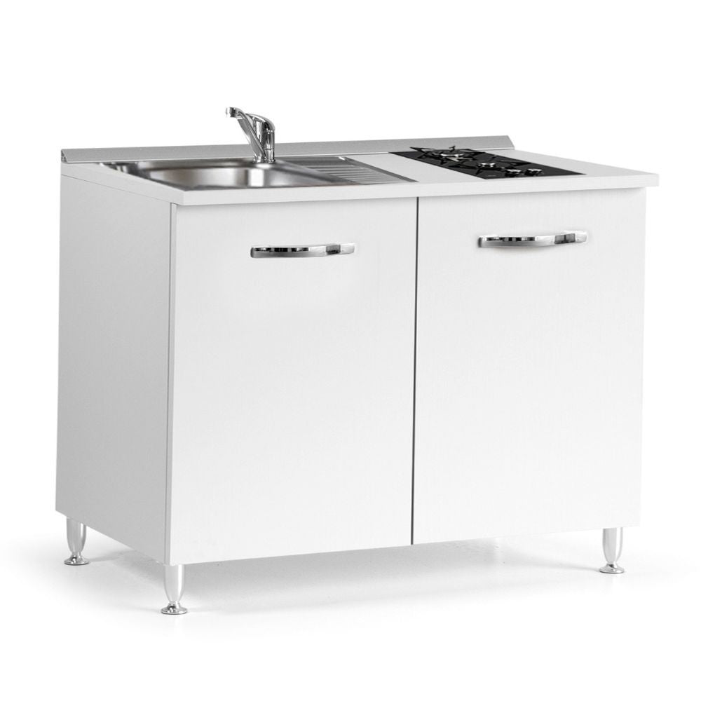 Cucinino 120 cm 2 ante bianco larice lavello e piano cottura a gas 120x60x85H Effezeta