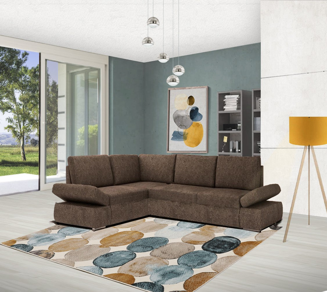 Divano angolare Siena con letto estraibile taupe 267x200x90 Effezeta