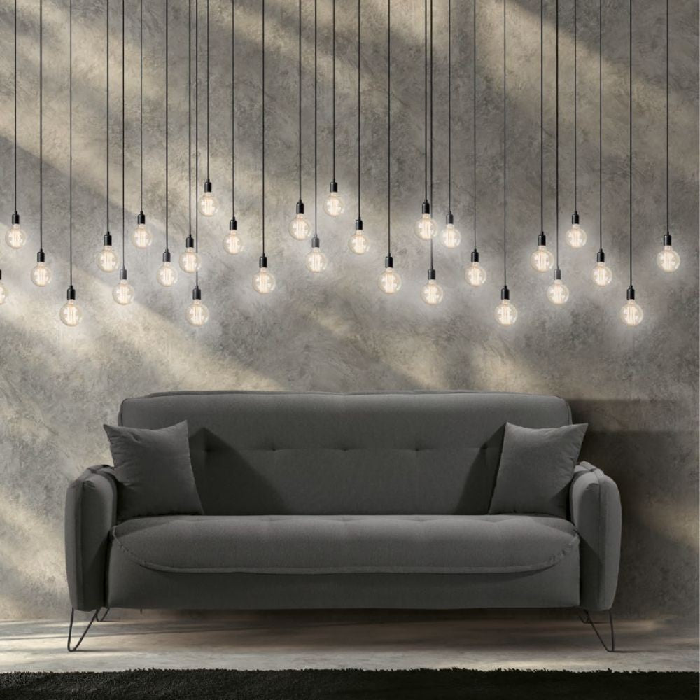 Divano Crown 3 posti ecopelle effetto nuvolato grigio 215x94x98h cm. Effezeta