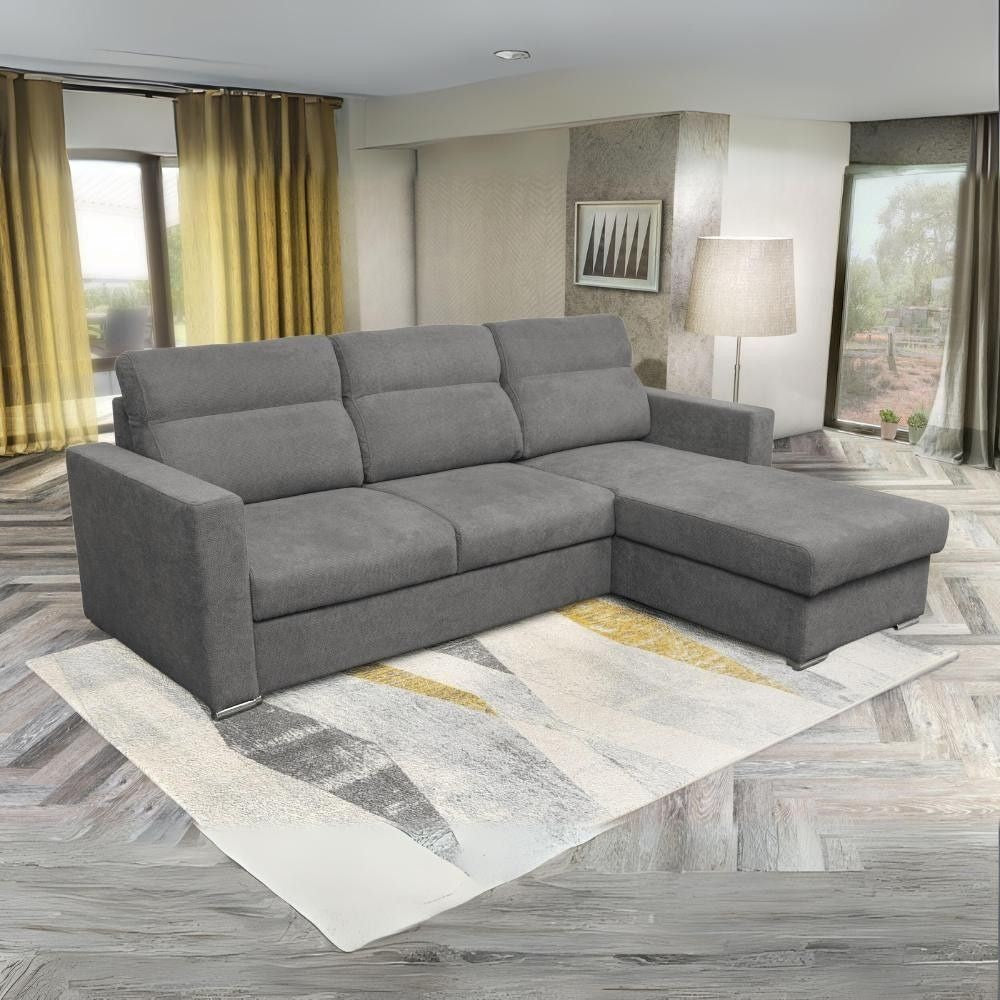 Divano Kendall con penisola reversibile letto estraibile grigio Barrel 90 Effezeta