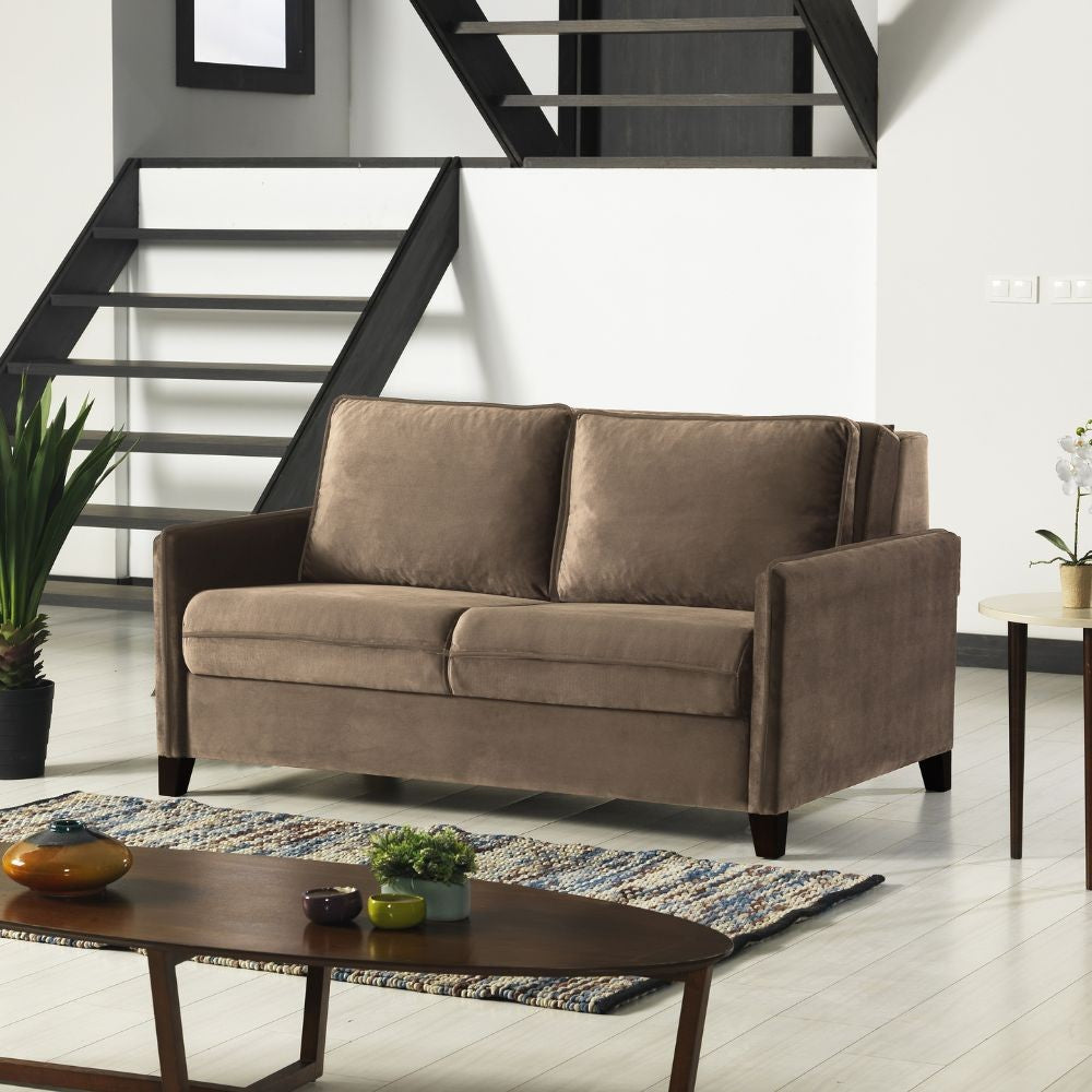Divano letto 2 posti Alcona con contenitore in tessuto colore cappuccino Effezeta