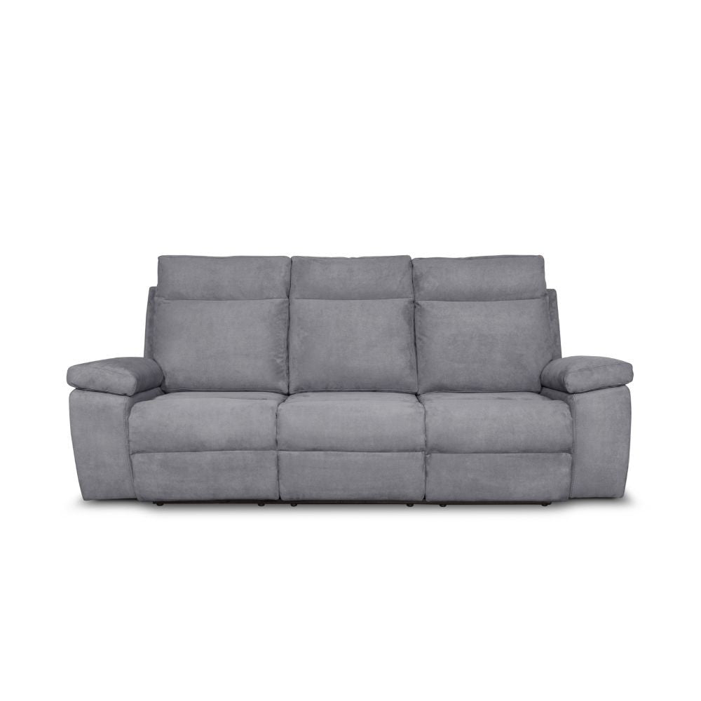 Divano Milano 3 posti 2 recliner manuali grigio Effezeta