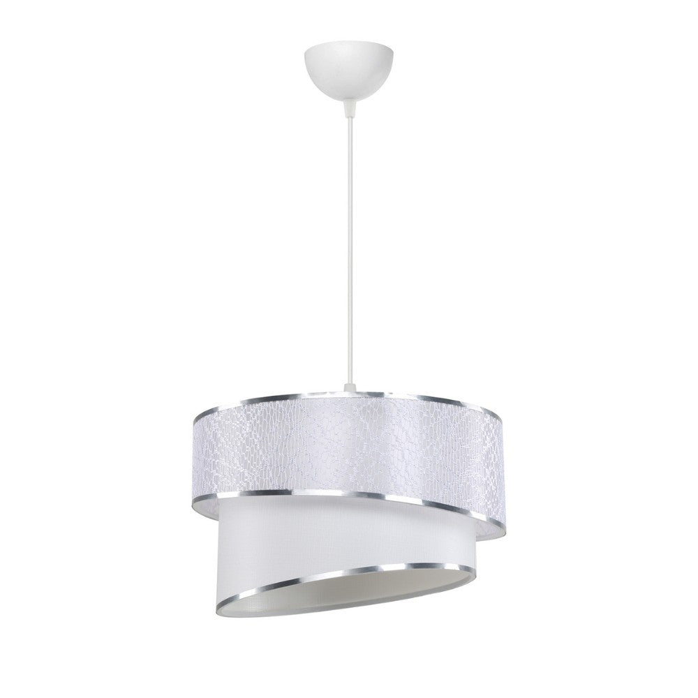 Lampada da soffitto Turna ASZ1714 con paralume in tessuto bianco Effezeta