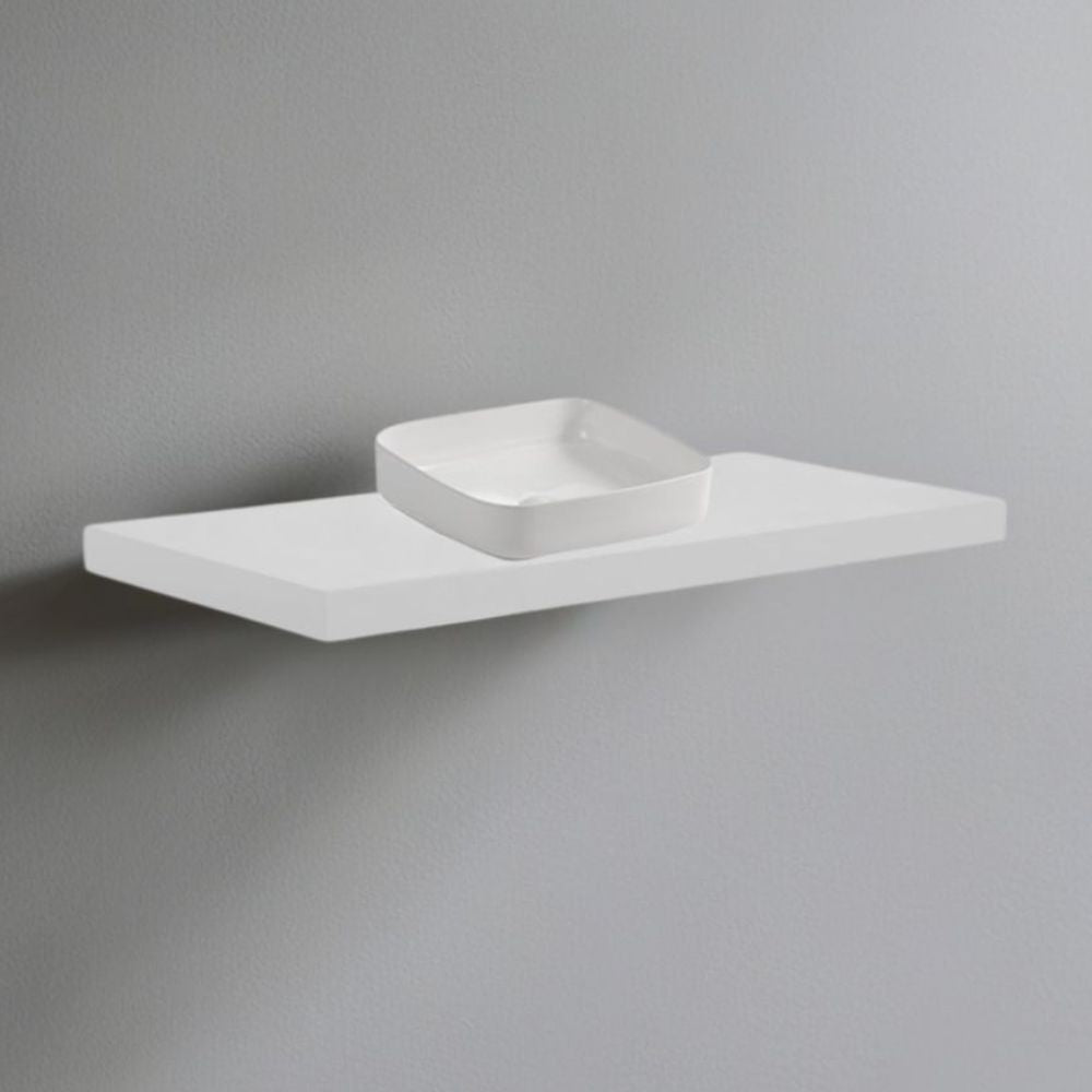 Mensolone da bagno 120x47 con lavabo da appoggio colore bianco Effezeta