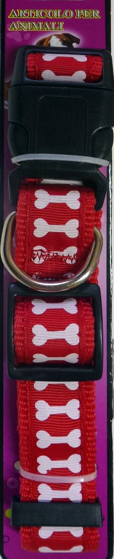 Collar sturdy dogs - adjustable - red with bones Mercatino Usato Crotone