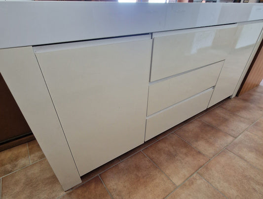 Mobile basso bianco lucido 191x50x83 cm con cassetti e ante – 70€ Mercatino Usato Crotone