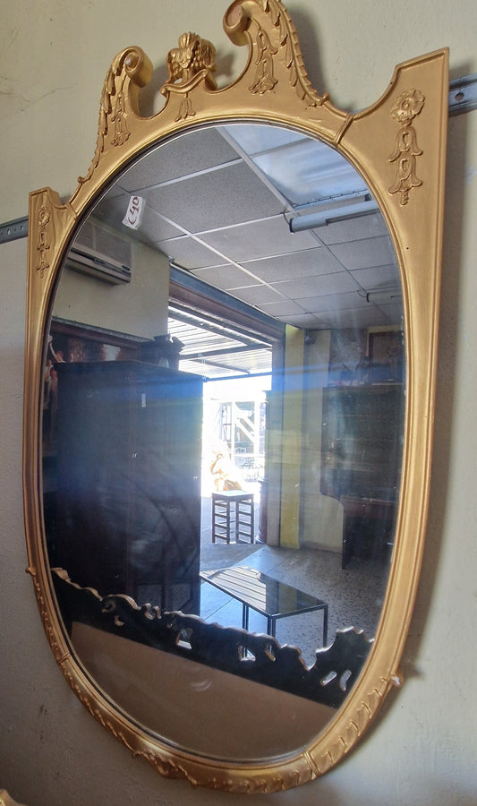 Specchio dorato ovale con decori floreali H136x80 cm vintage classico Mercatino Usato Crotone