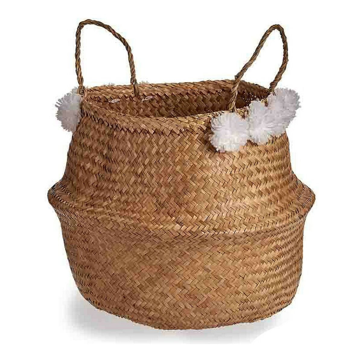 Cesto Gift Decor SG0100117301ME Bianco Marrone Naturale Juncus 8 L Pompon 3892