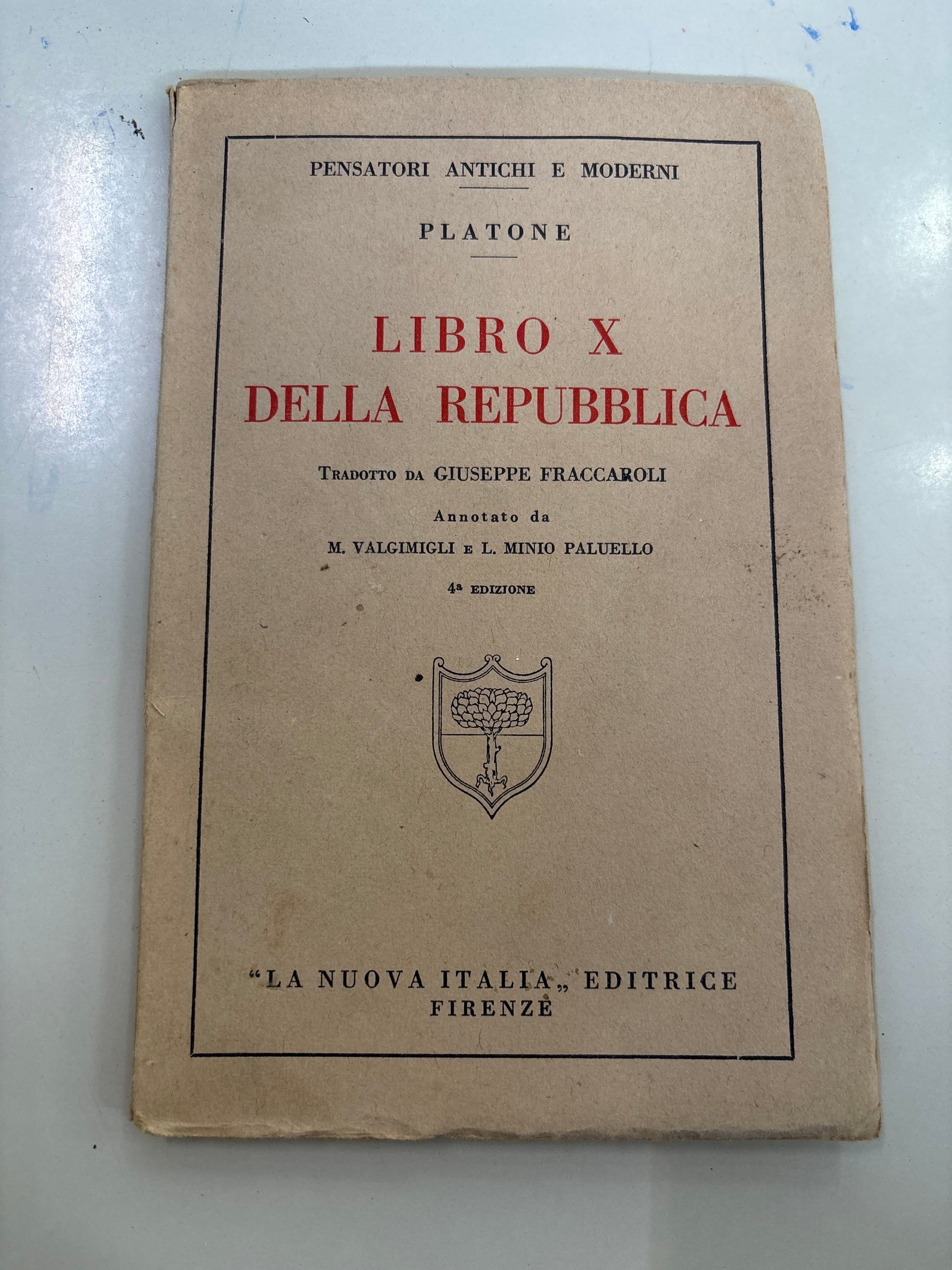 Libro Libro X della Repubblica Platone Fraccaroli 4ª ed. La Nuova Italia Mercatino Usato Crotone