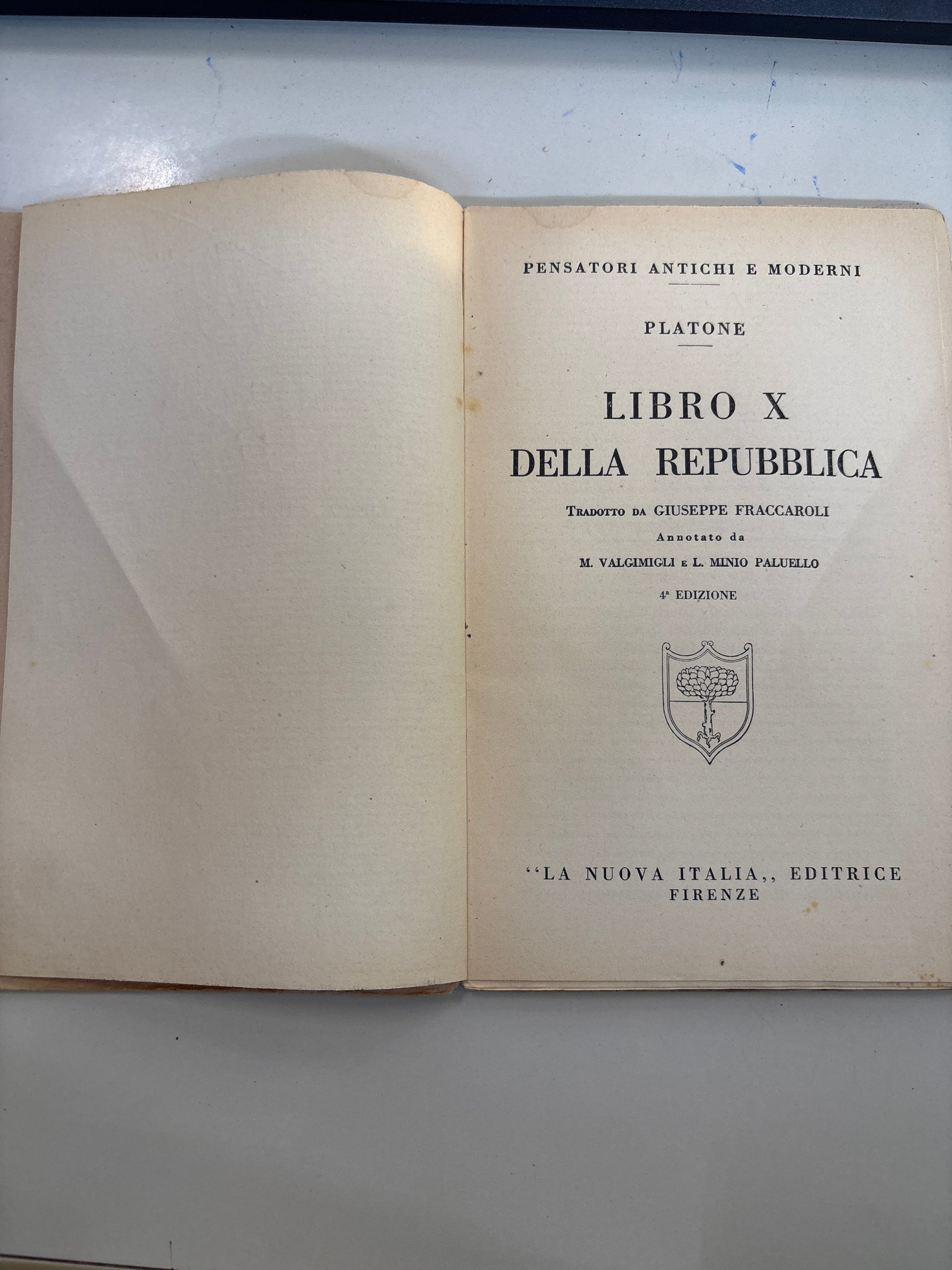 Libro Libro X della Repubblica Platone Fraccaroli 4ª ed. La Nuova Italia Mercatino Usato Crotone