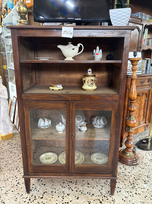 Vetrina vintage in legno massello 90x148 cm con ante vetro Mercatino Usato Crotone