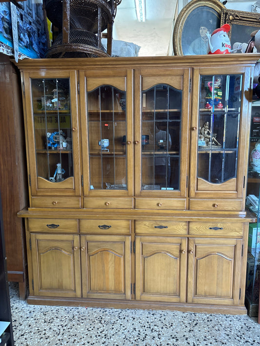 Credenza grande classica legno massello 210x200x50 cm mobile sala vetrina Mercatino Usato Crotone