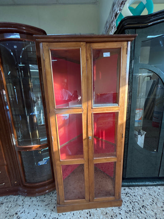 Vetrina angolare legno massello 190x80x77 cm mobile esposizione salotto Mercatino Usato Crotone
