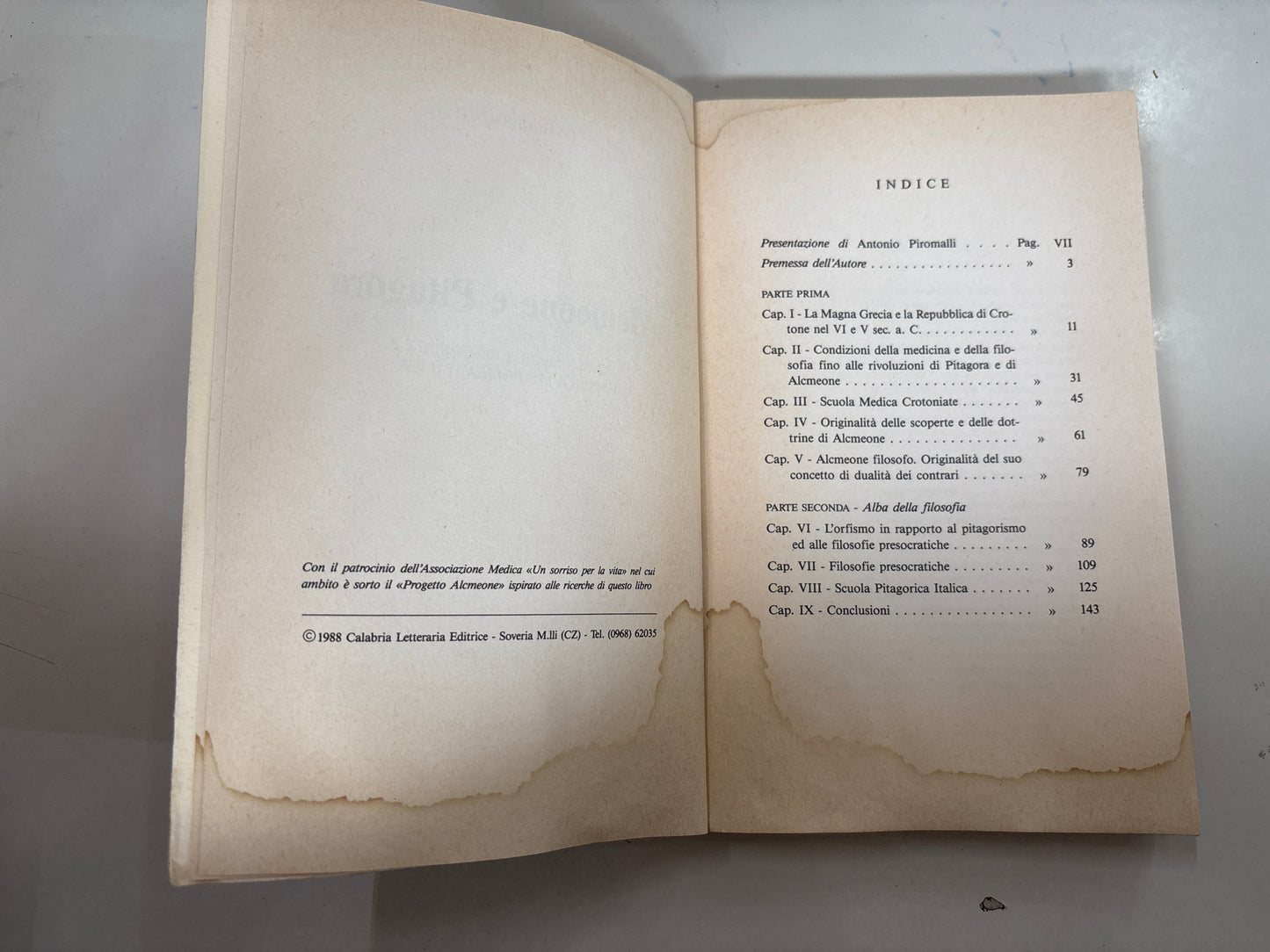Libro Alcmeone e Pitagora Domenico Teti 1988 Calabria Letteraria Filosofia Greca Mercatino Usato Crotone