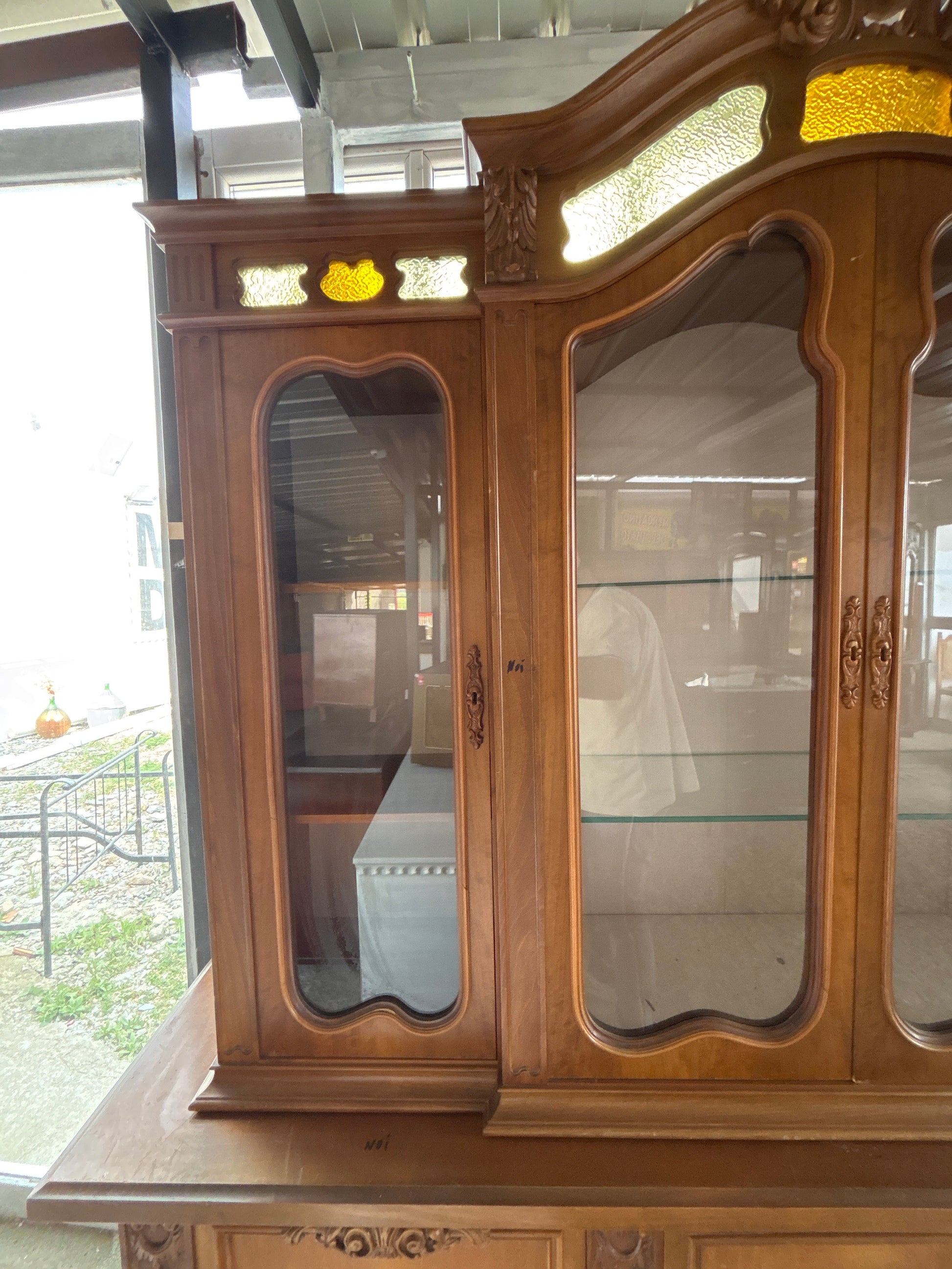 Cristalliera Vetrina Antica Stile Classico Legno Massello Intagliata Vintage 205x236cm Mercatino Usato Crotone