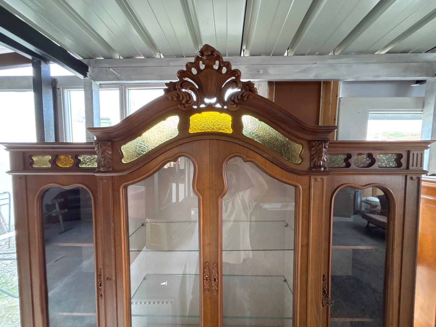Cristalliera Vetrina Antica Stile Classico Legno Massello Intagliata Vintage 205x236cm Mercatino Usato Crotone