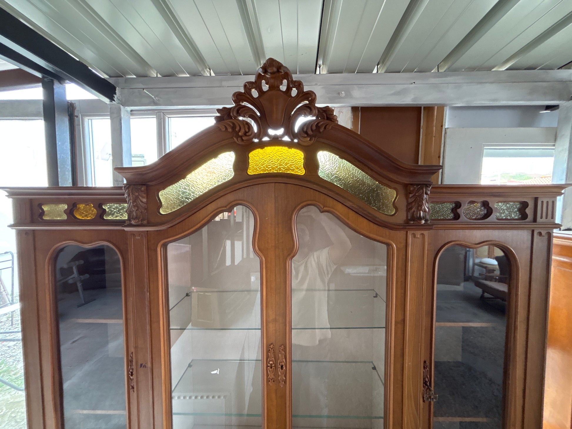 Cristalliera Vetrina Antica Stile Classico Legno Massello Intagliata Vintage 205x236cm Mercatino Usato Crotone