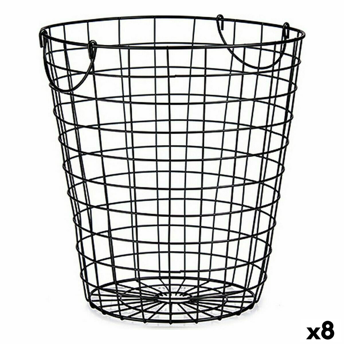 Cesto Kinvara W5759-M Nero Acciaio 30 x 30 x 30 cm Con manici (8 Unità) 14977