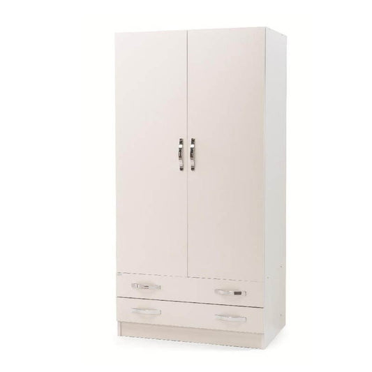 Armadio 180x60x90 2 ante 2 cassetti bianco frassinato Effezeta
