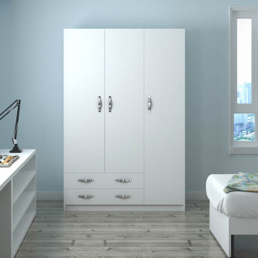 Armadio 210 tre ante e due cassetti bianco frassinato Effezeta