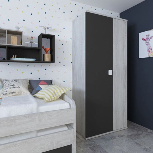 Armadio 90x52x223h 2 ante bianco consumato antracite Effezeta