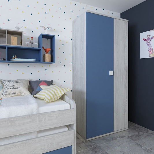 Armadio 90x52x223h 2 ante bianco consumato celeste Effezeta