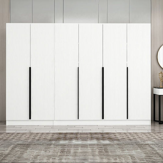 Armadio Kale 6 ante battenti colore bianco effetto cannettato Effezeta