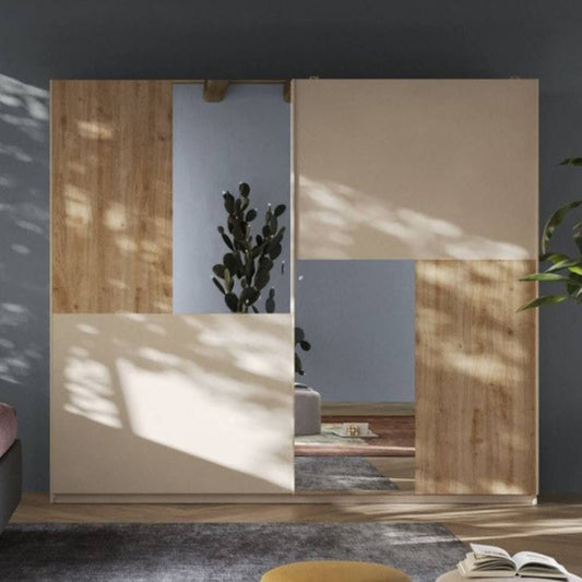 Armadio Myla con due ante scorrevoli con specchi rovere kadiz e cachemire Effezeta