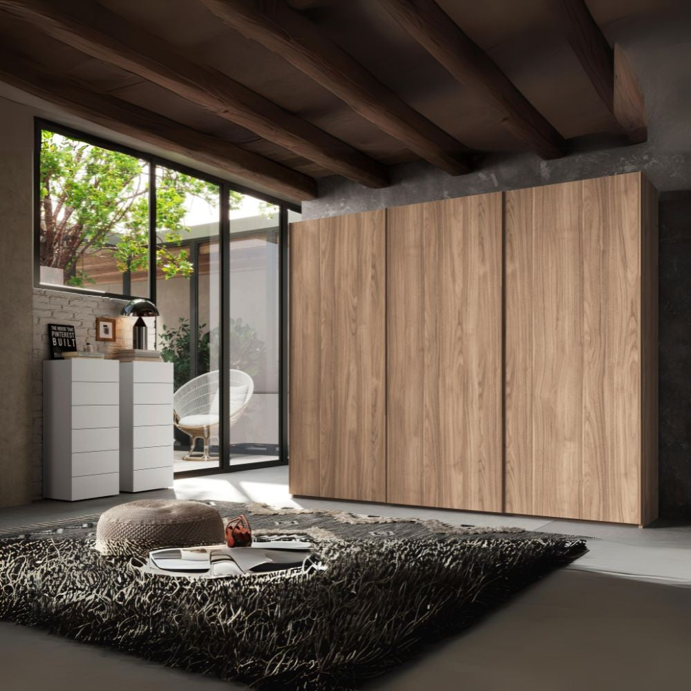 Armadio scorrevole Step 3 ante in legno colore noce america Effezeta