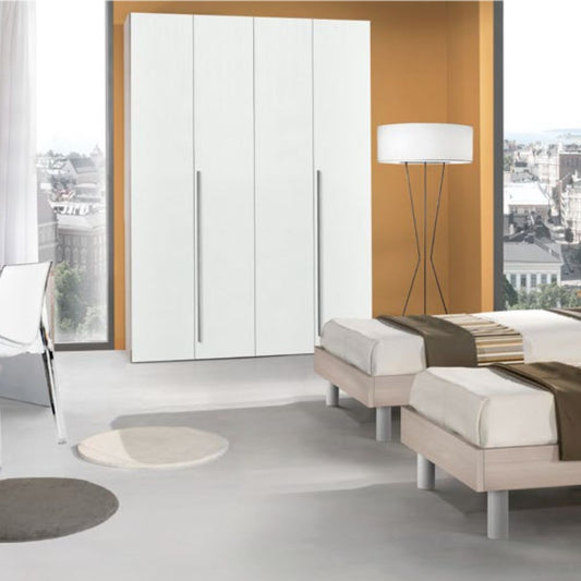 Armadio Urano 4 ante battenti bianco larice con maniglia in alluminio Effezeta