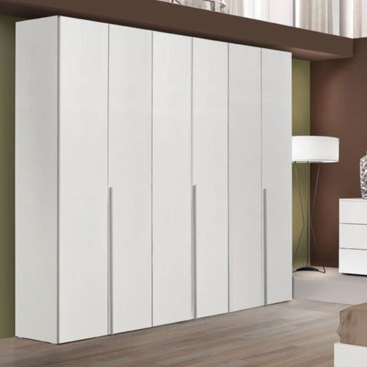 Armadio Urano 6 ante battenti bianco larice con maniglia alluminio Effezeta