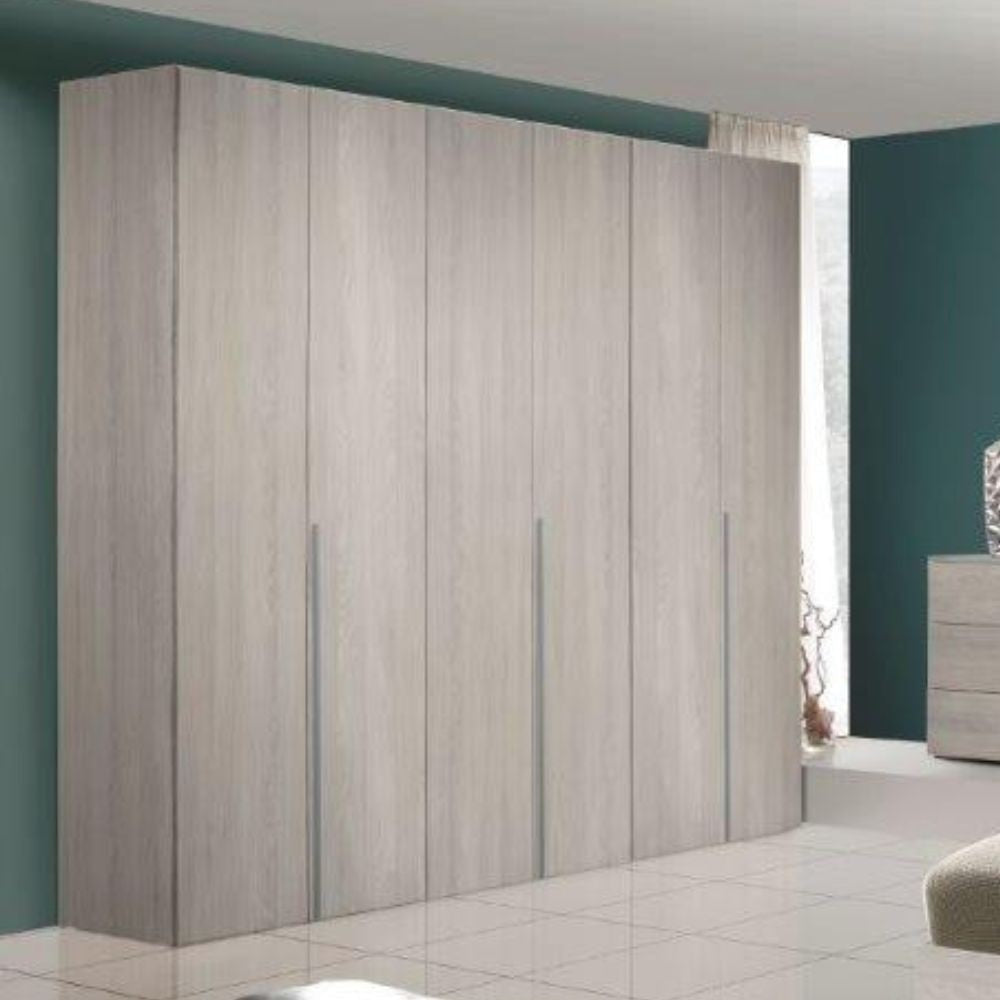 Armadio Urano 6 ante battenti olmo perla con maniglia alluminio Effezeta