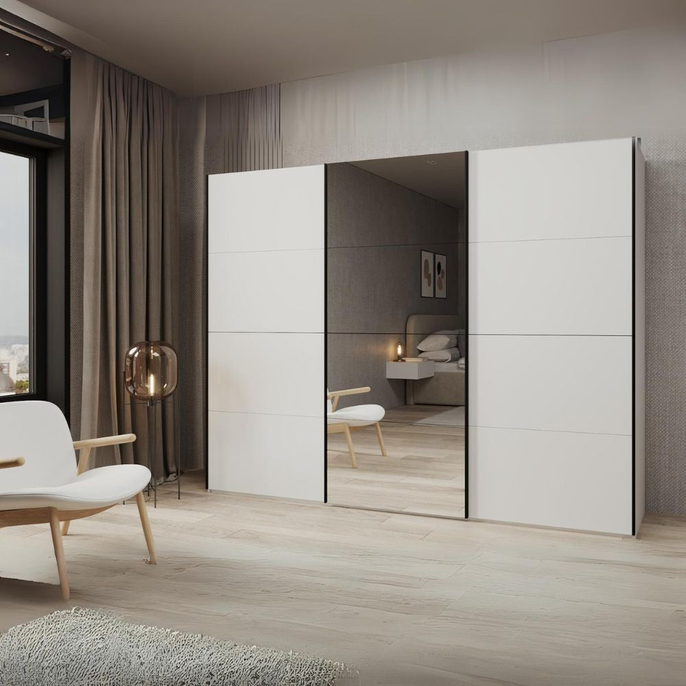 Armadio Zegna 255 3 ante scorrevoli con specchio colore bianco Effezeta