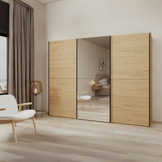 Armadio Zegna 255 3 ante scorrevoli con specchio colore rovere Effezeta