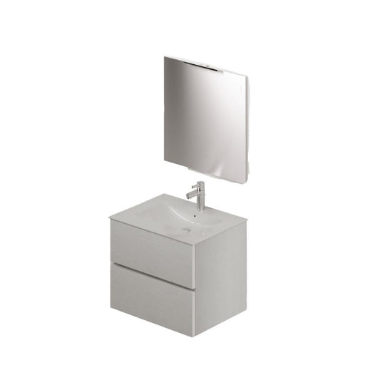 Mobile bagno con lavabo e specchio da 60 bianco frassinato Effezeta