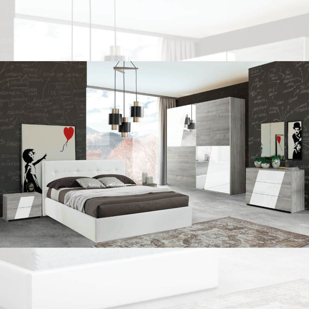 Camera da letto Mania grigio e bianco lucido Effezeta